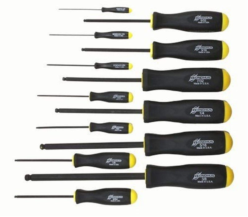 Bondhus 74637 Set of 13 Balldriver Screwdrivers with ProHold Tip, ProGuard Finish, sizes .050-3/8-Inch
